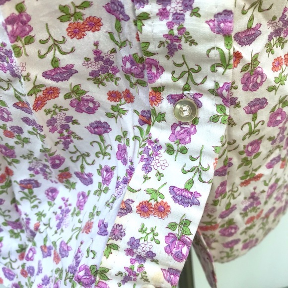 Vintage 60’s pink & purple floral cotton button down belted shirt dress - Picture 11 of 12
